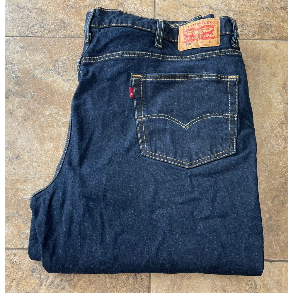 Levi 550 Jeans Mens Blue Denim Relaxed Fit Tapered Leg Size 46X30 Fit 45X25